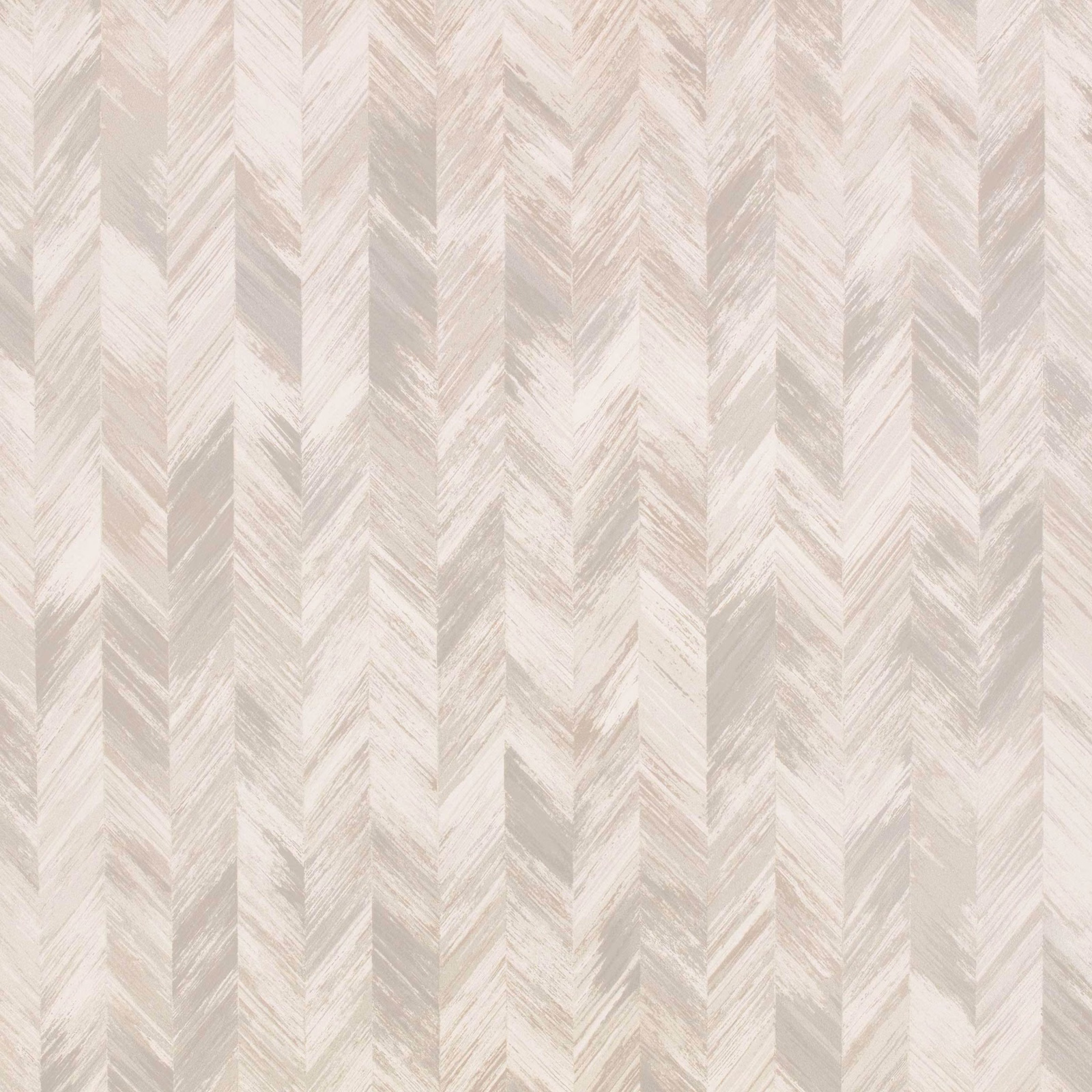 Pale ivory wallpaper with blush-grey vertical chevrons and feathered brushstroke texture.
