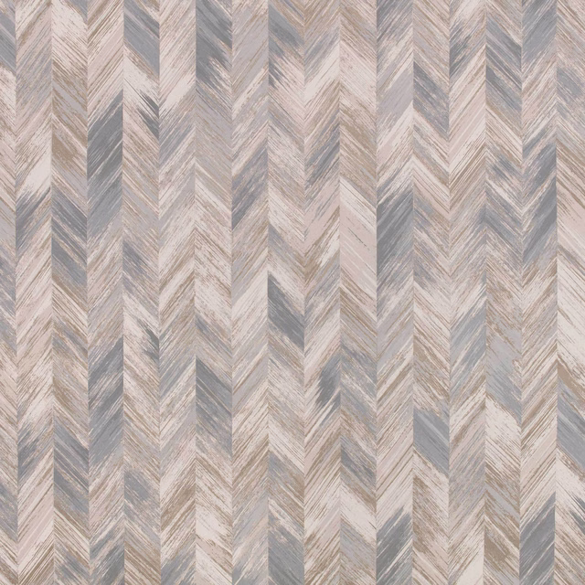 Swedish Grey wallpaper with layered grey chevrons, taupe, blush and ivory striations.