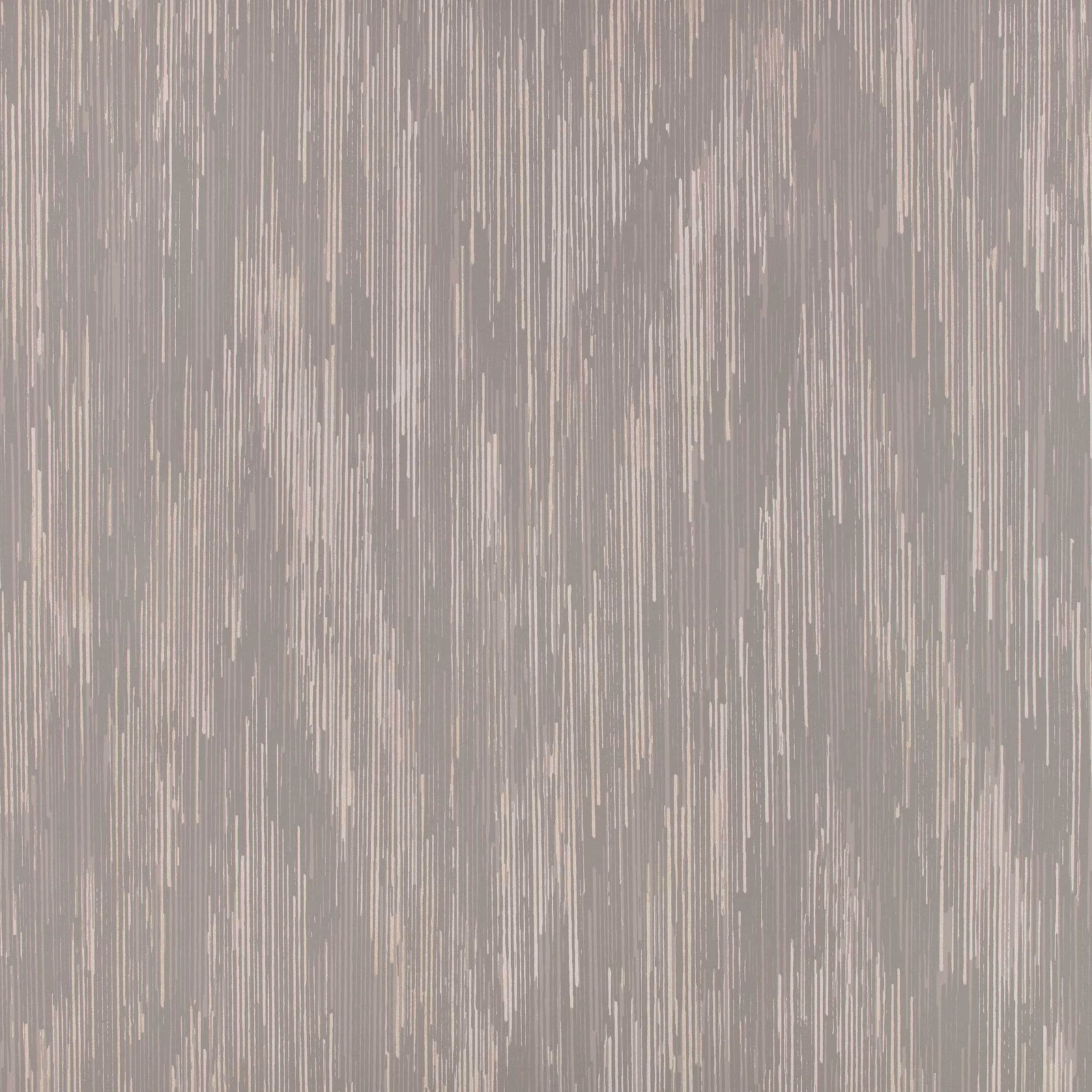 Taupe-grey Sakari wallpaper with dense, irregular ivory vertical striations