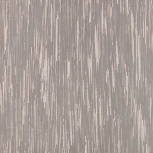 Taupe-grey Sakari wallpaper with dense, irregular ivory vertical striations