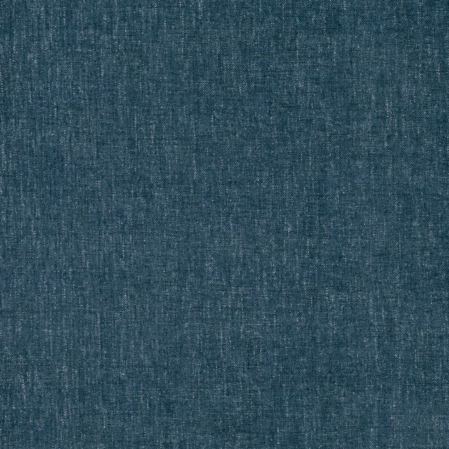 Close view of deep petrol blue woven fabric with fine flecked texture
