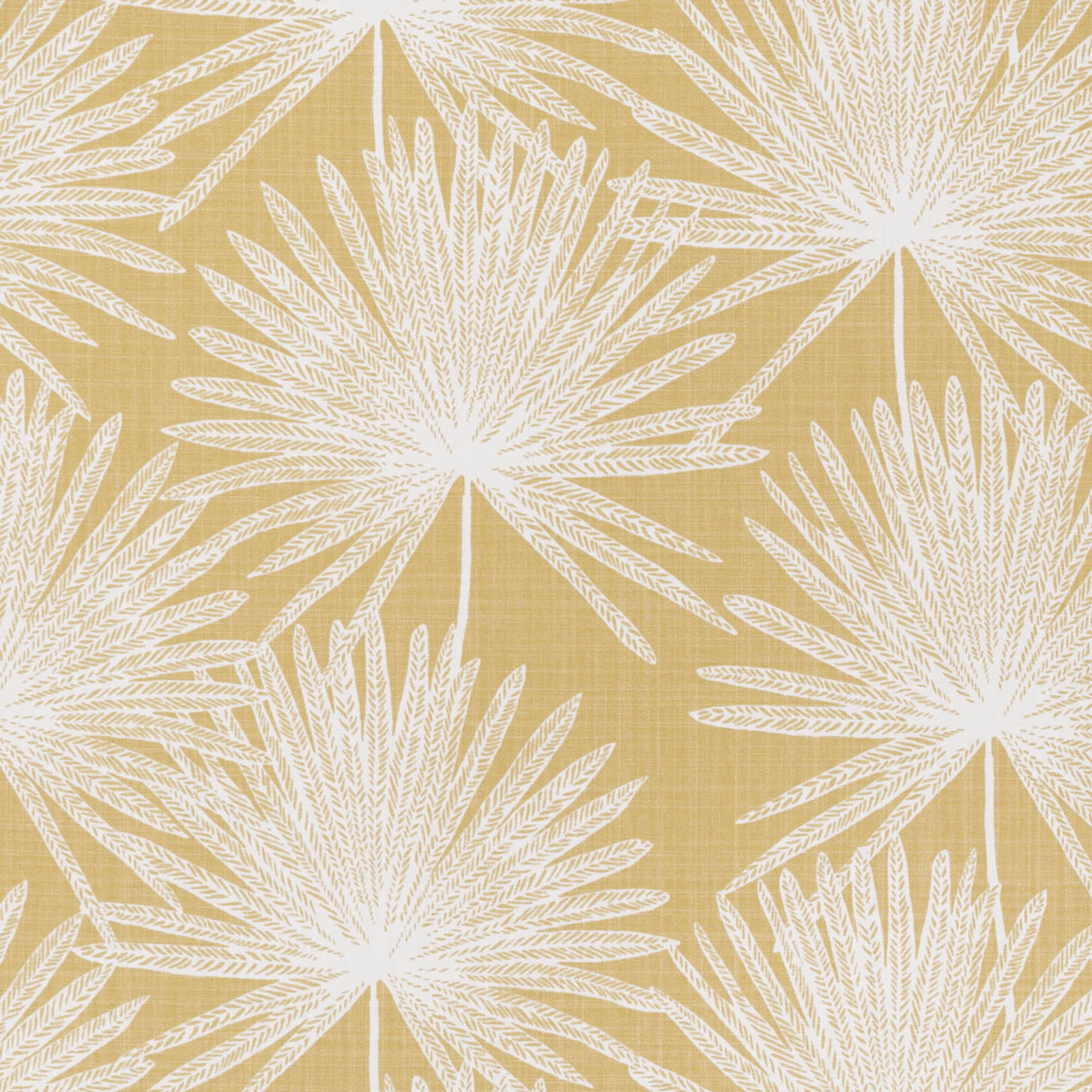 Warm nectar-gold woven ground with oversized white botanical starburst motifs