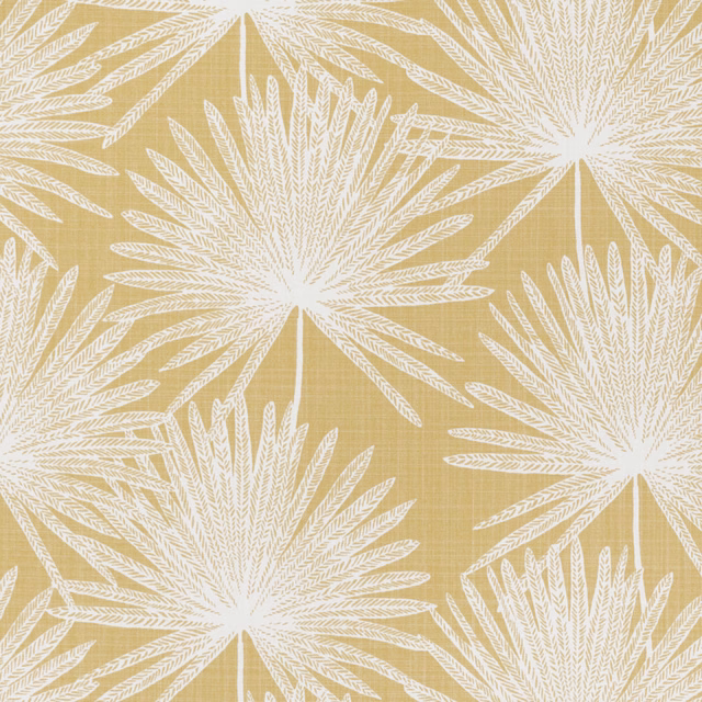 Warm nectar-gold woven ground with oversized white botanical starburst motifs