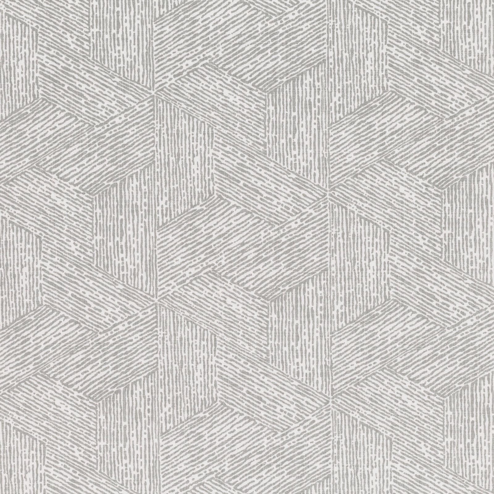 Pale dove-grey fabric with interlocking cube motifs and fine linear markings