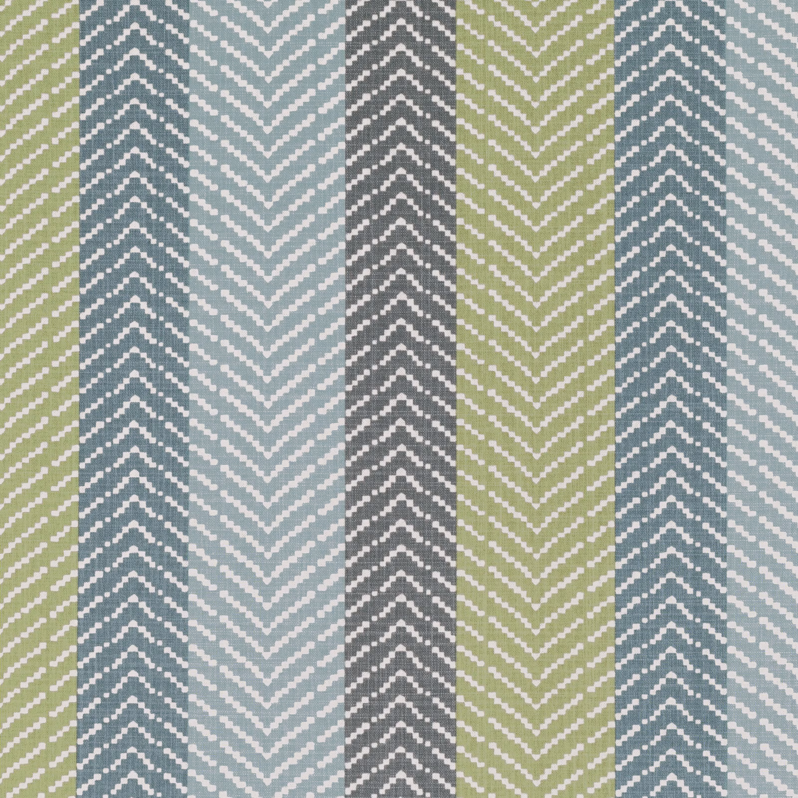 Muted sage, blue-grey and charcoal stripes with pale woven chevron lines