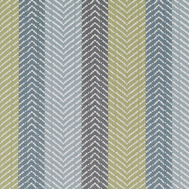 Muted sage, blue-grey and charcoal stripes with pale woven chevron lines
