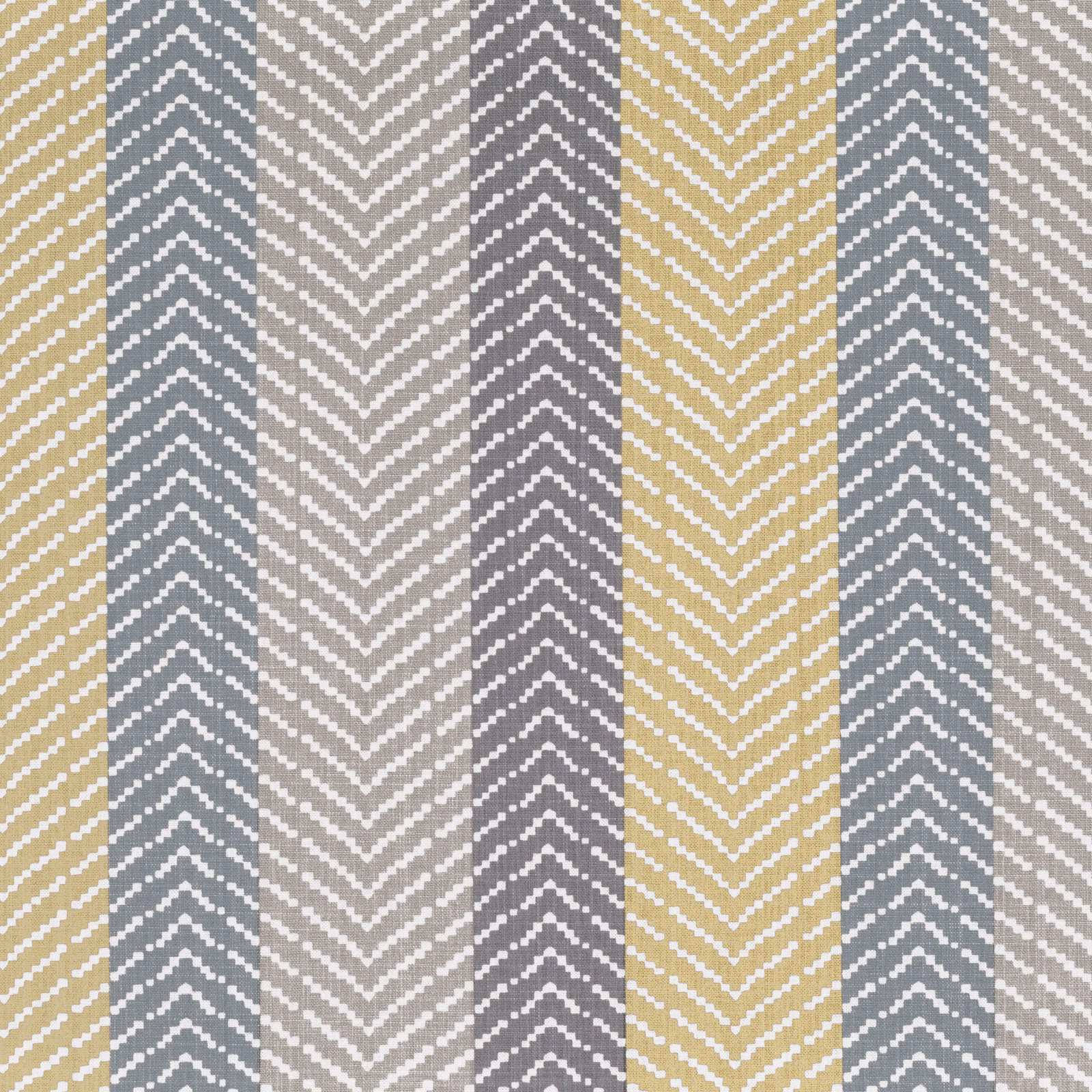 Mustard, grey and cream vertical chevrons in a close-up textured woven swatch