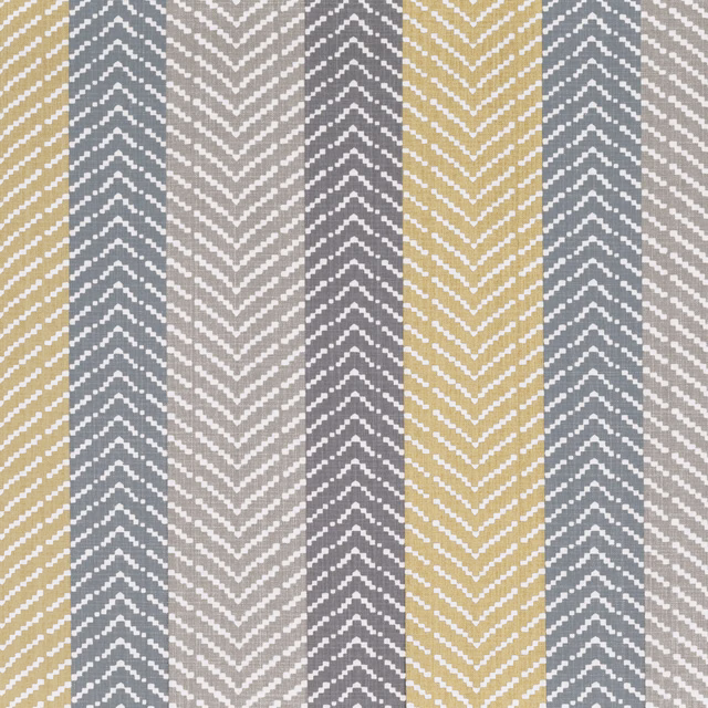 Mustard, grey and cream vertical chevrons in a close-up textured woven swatch
