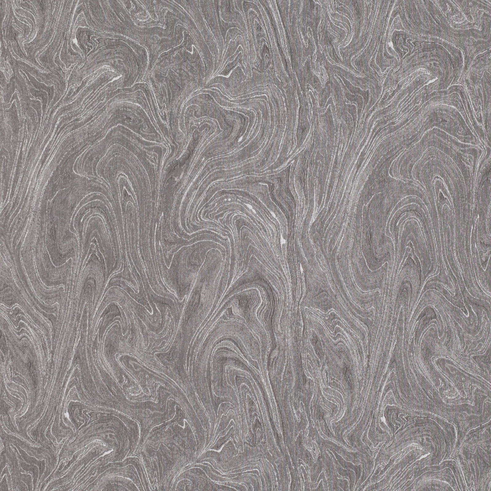 Cool ash-grey fabric with fine swirling marbled lines and a softly textured weave