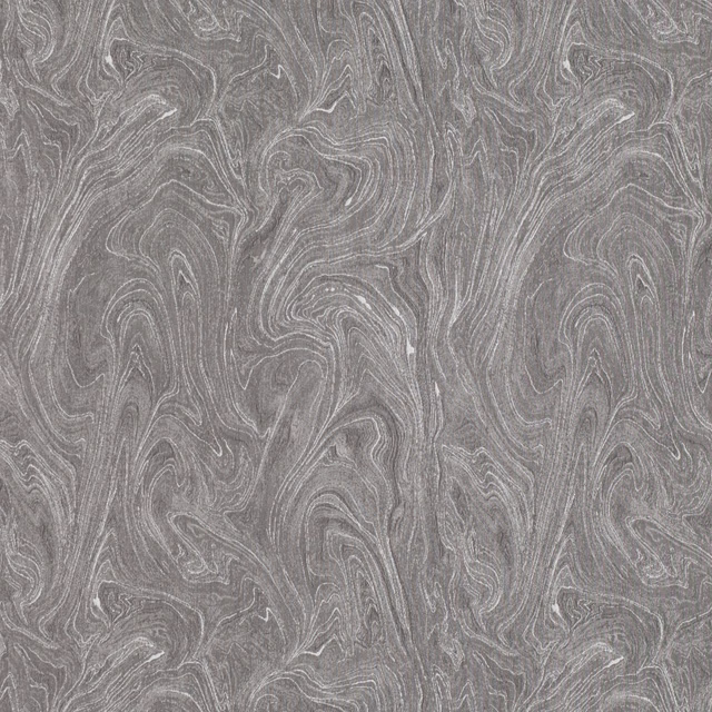 Cool ash-grey fabric with fine swirling marbled lines and a softly textured weave