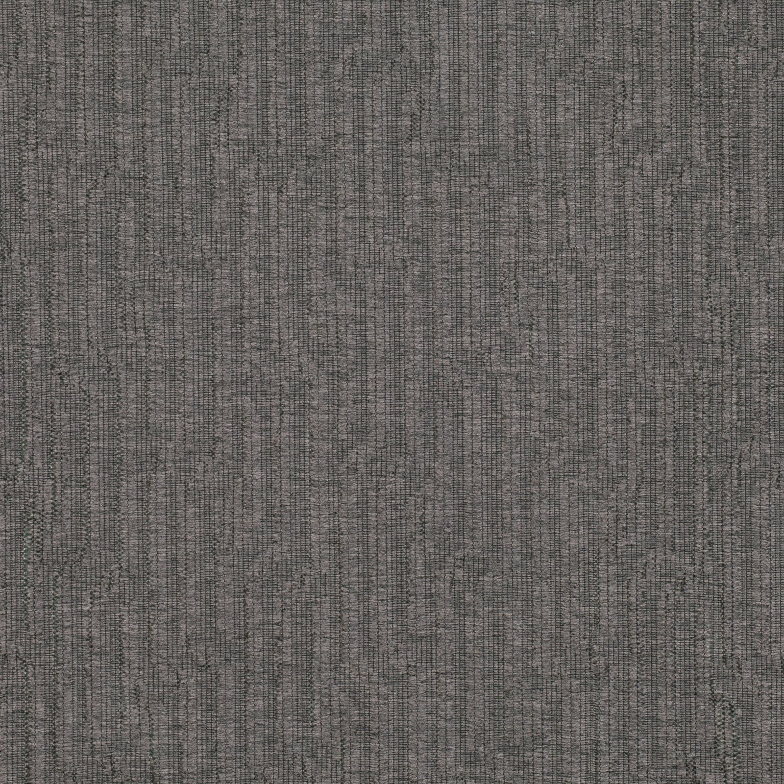 Close view of cool charcoal-grey woven fabric with fine vertical striations