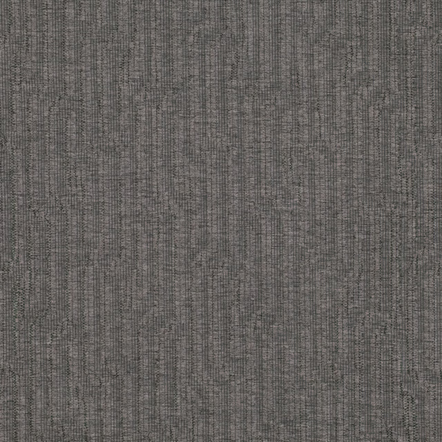 Close view of cool charcoal-grey woven fabric with fine vertical striations