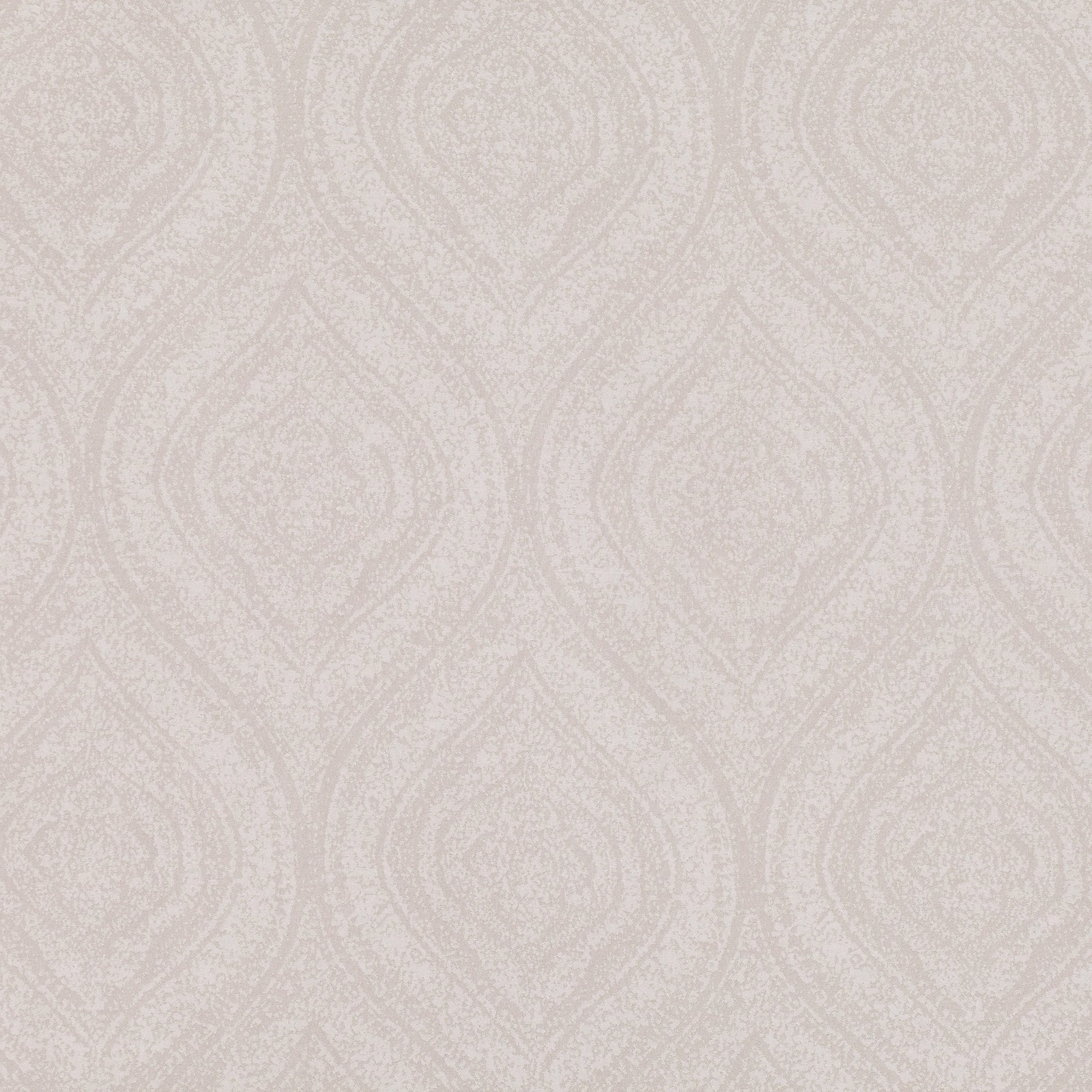 Pale warm grey woven damask with repeating ogee motifs and subtle texture