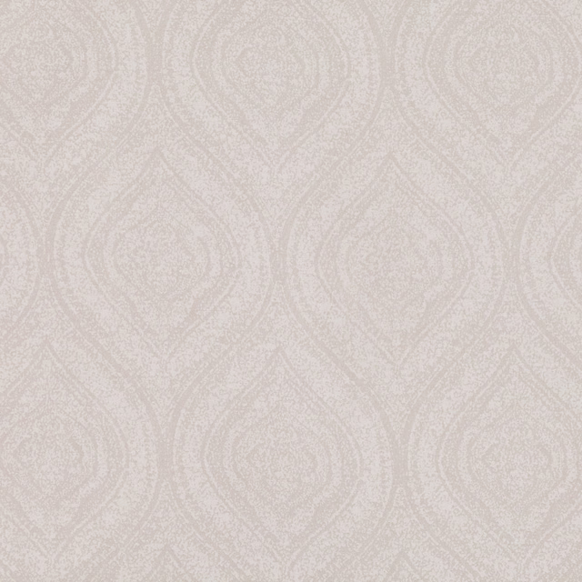 Pale warm grey woven damask with repeating ogee motifs and subtle texture