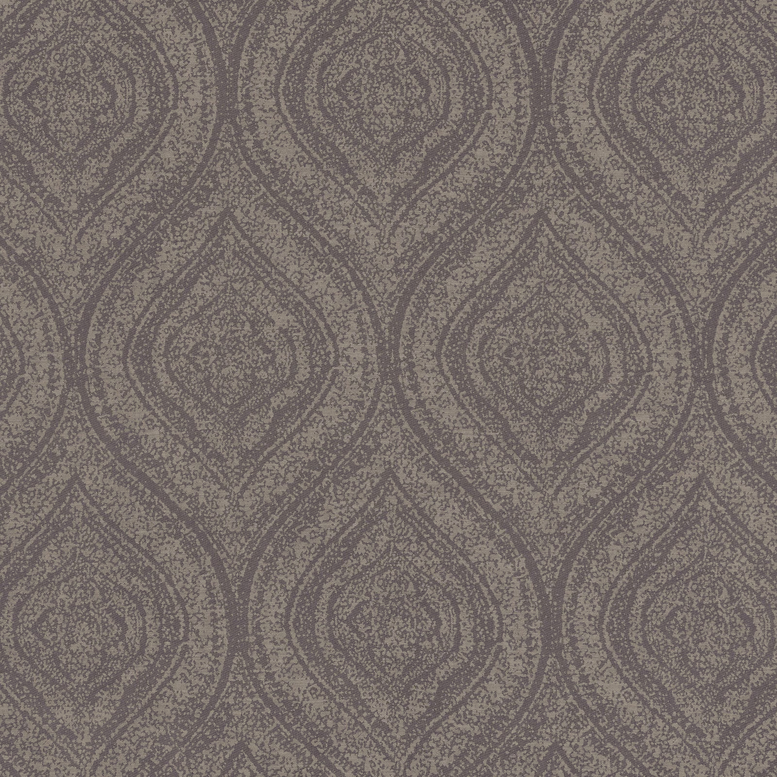 Taupe-grey Sesia textile with charcoal distressed ogee medallions and mottled texture