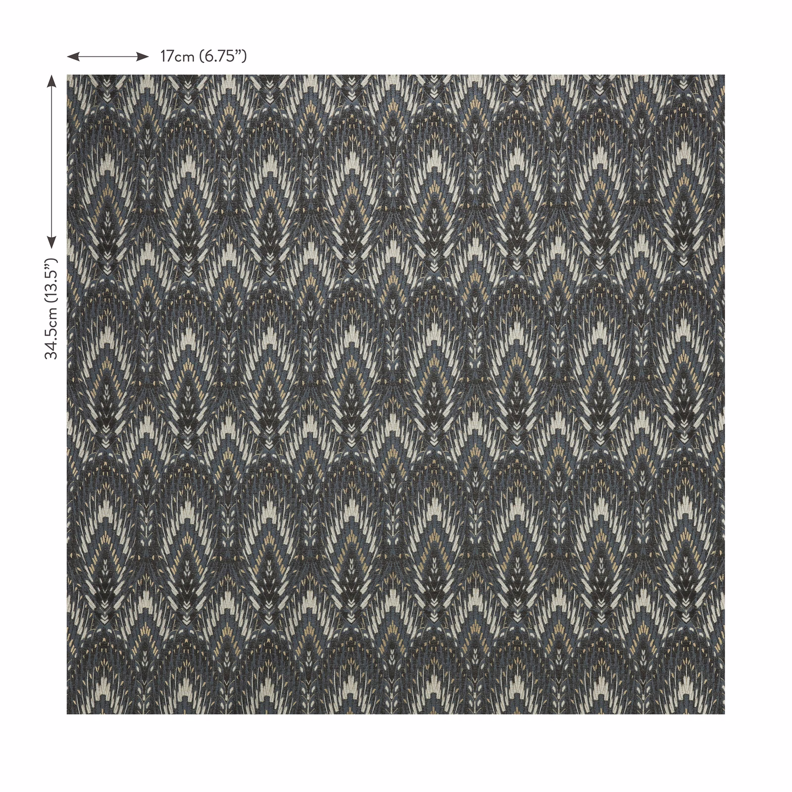 Charcoal midnight blue textile with cream ikat diamonds and intricate woven-looking texture