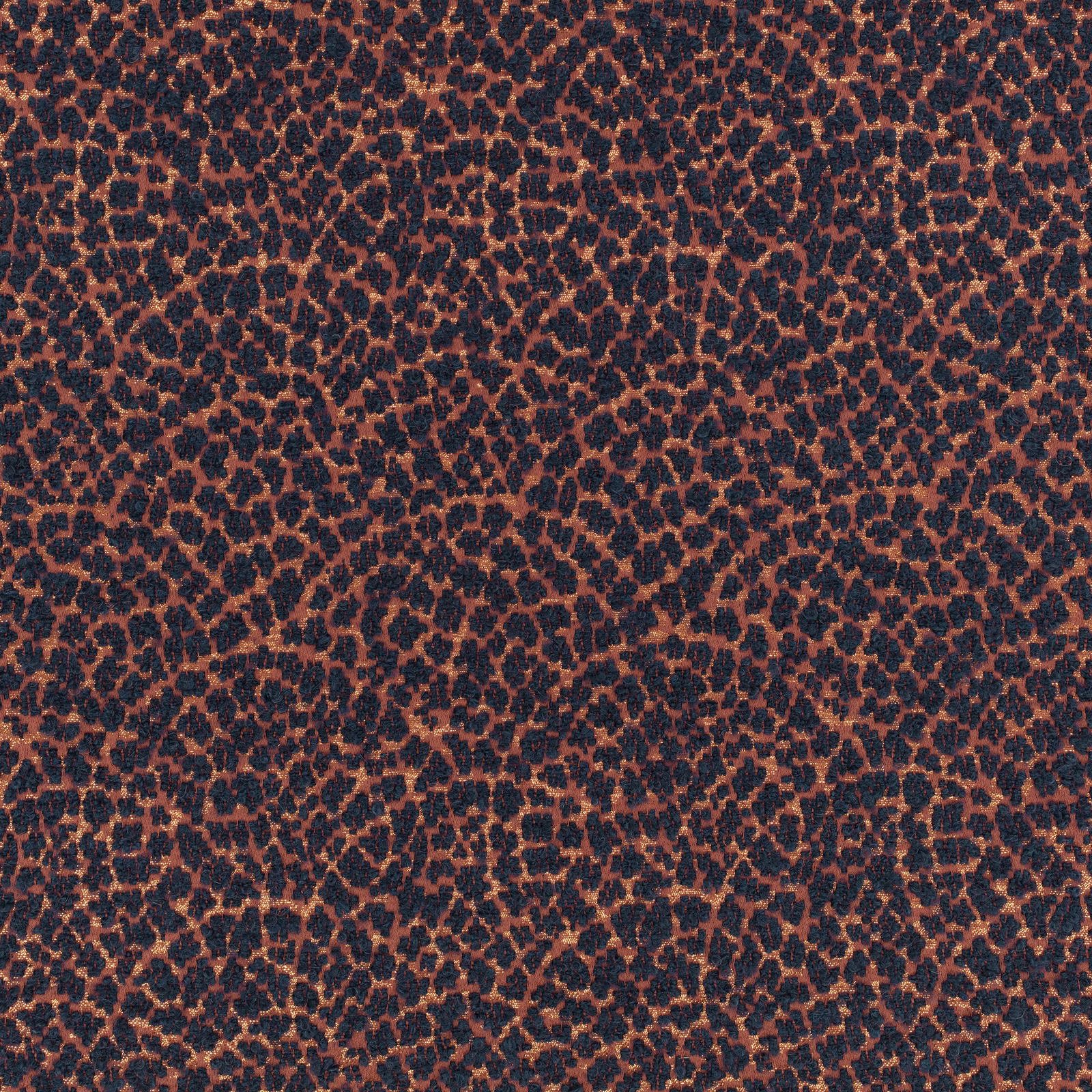Rust-and-charcoal leopard-like texture with a softly raised, mottled surface