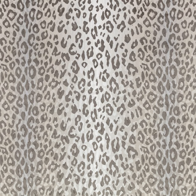 Cool grey velvet with softly shaded taupe leopard spots and subtle vertical texture