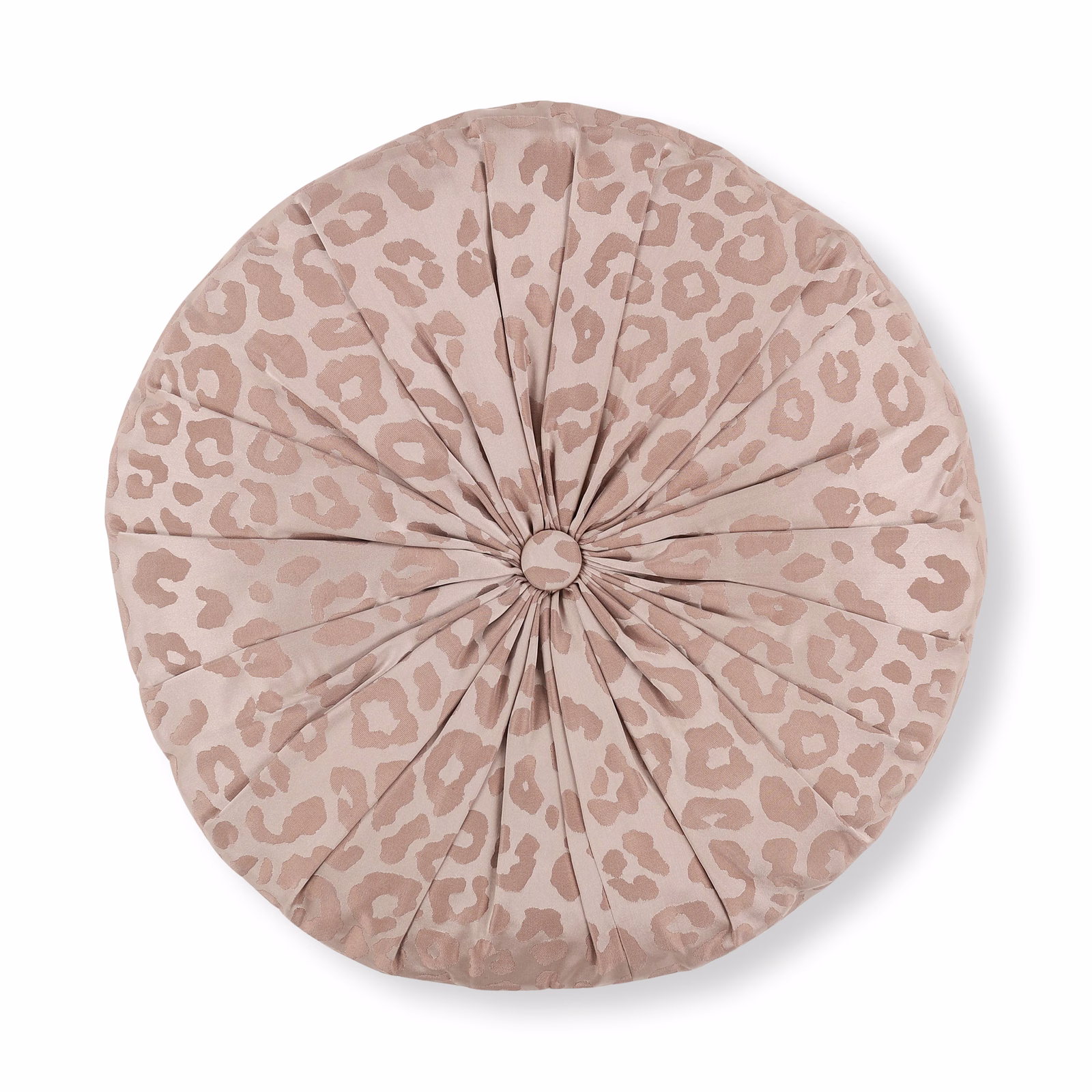 Dusty blush round cushion with taupe spots and radial pleated detailing