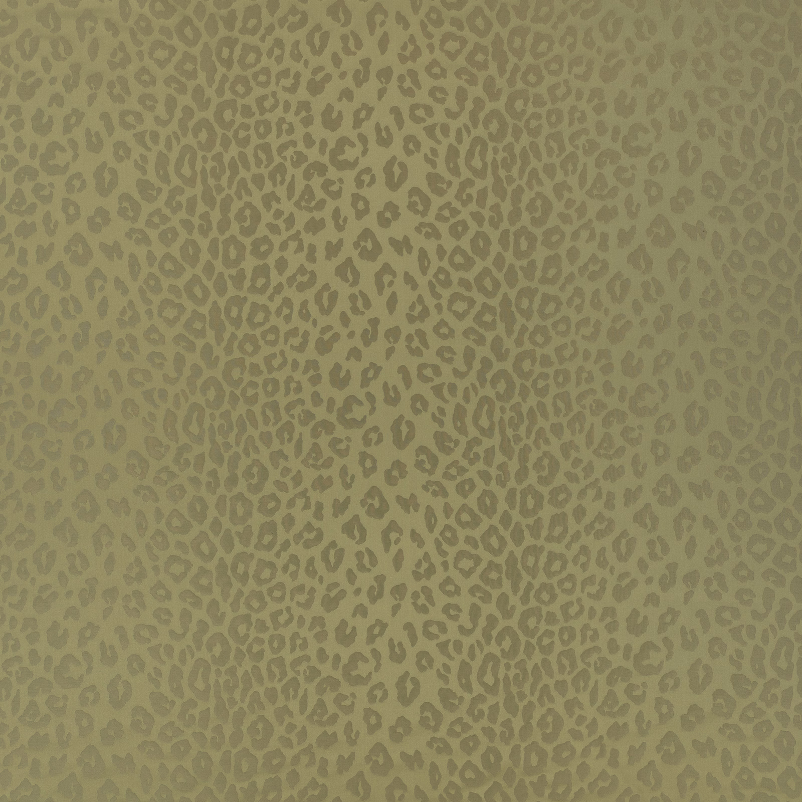 Muted olive green fabric with softly blurred darker animal spots and subtle texture