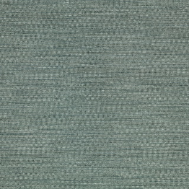Muted hunter green wallpaper swatch with fine horizontal embossed texture and subtle grey variation