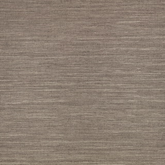 Taupe-grey embossed wallcovering with fine horizontal striations and subtle brown depth