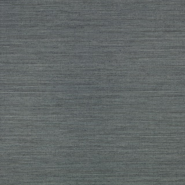 Cool blue-grey embossed wallcovering with fine horizontal striations and subtle tonal depth
