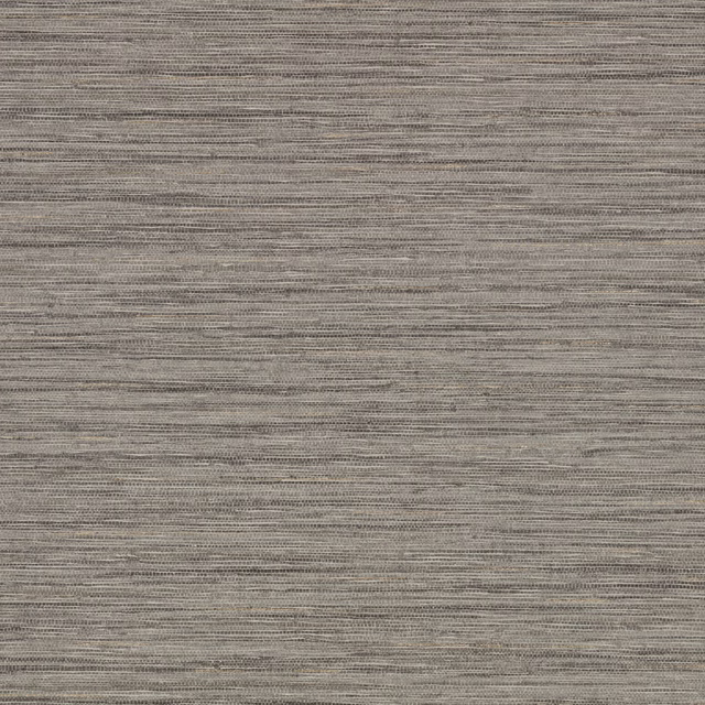 Taupe-grey embossed wallcovering with fine horizontal striations and subtle tonal variation