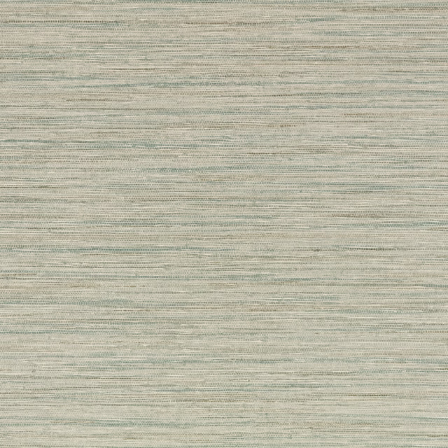 Pale sage green embossed wallcovering with fine, irregular horizontal striations and grey flecks