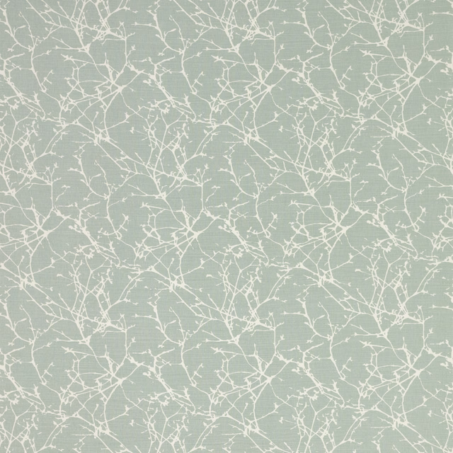 Pale celadon fabric with fine cream-white branching lines and subtle woven texture