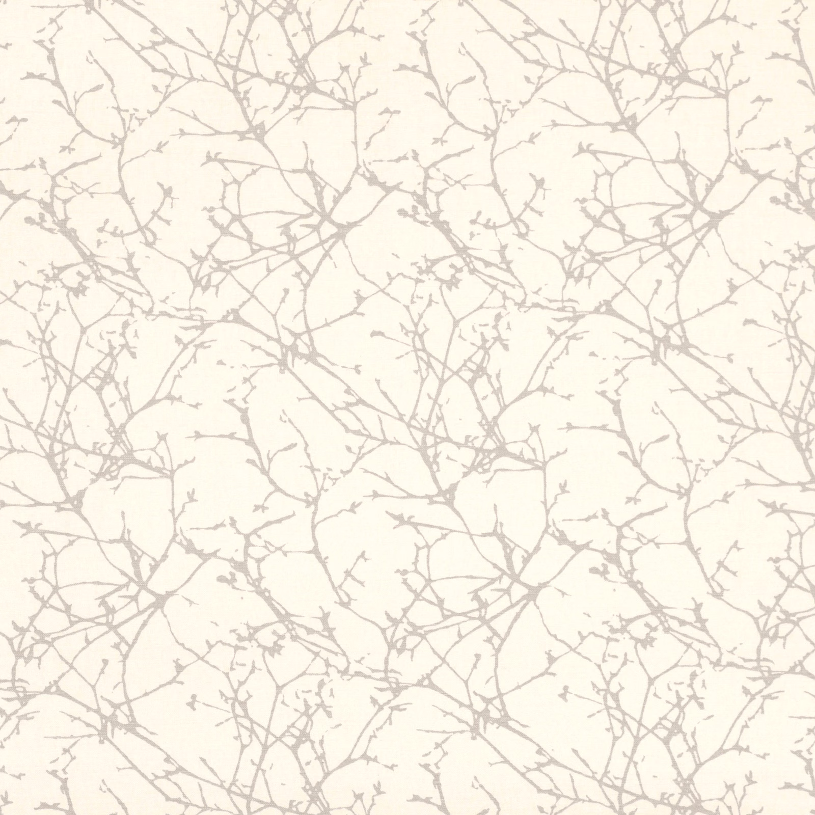 Oyster cream fabric with delicate taupe-grey branching twigs across the surface