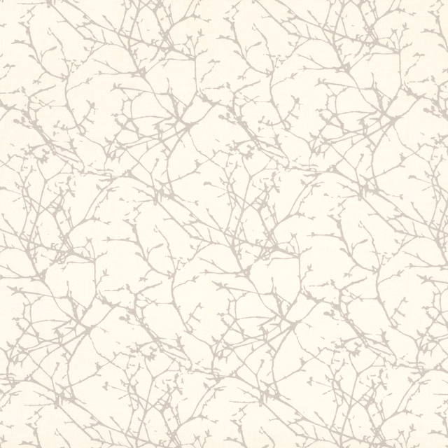 Oyster cream fabric with delicate taupe-grey branching twigs across the surface