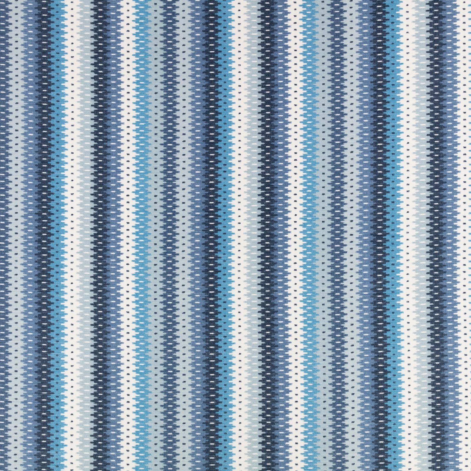 Cool blue and ivory vertical stripes with a fine tactile zigzag weave