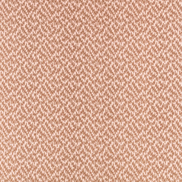 Warm cinnamon and ivory woven fabric with a small broken geometric motif