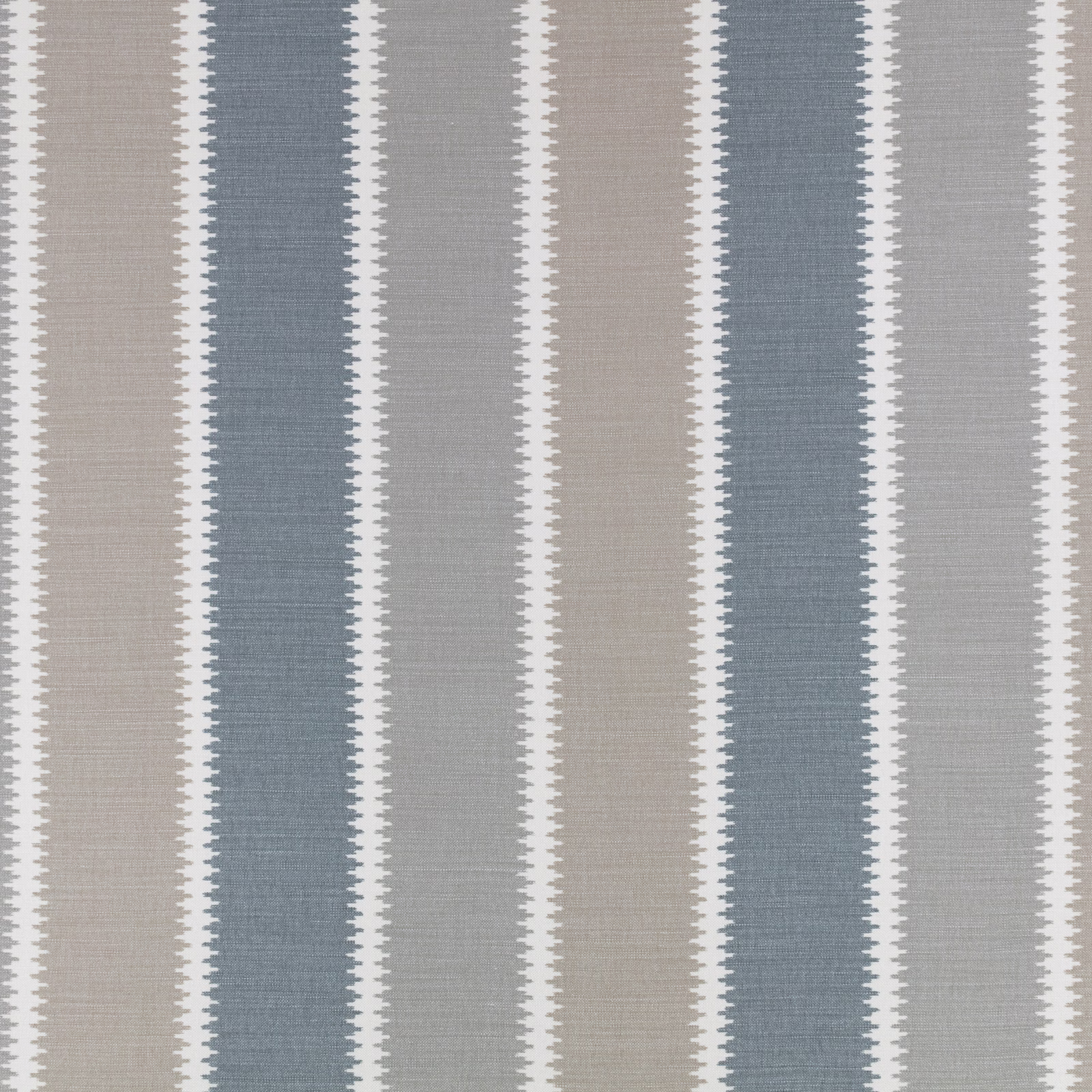 Cool taupe, blue-grey and ivory vertical stripes with a softly textured woven surface