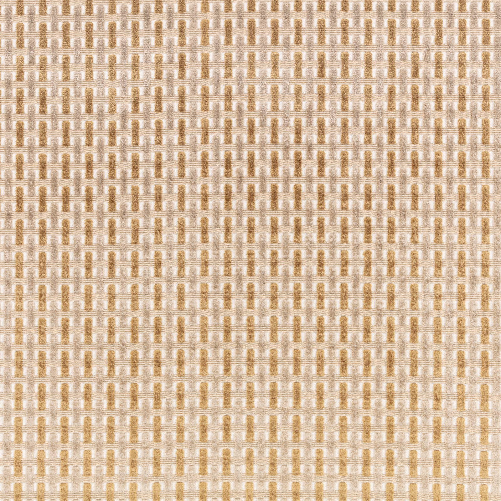 Warm fudge-beige woven swatch with a tiny ivory geometric lattice