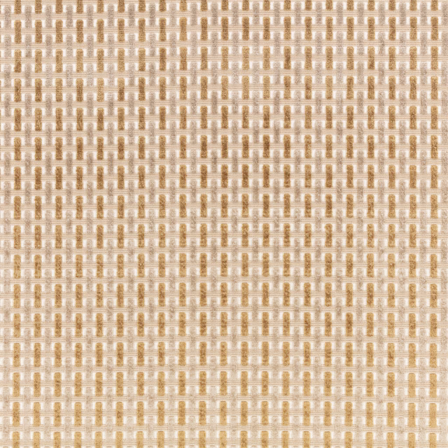 Warm fudge-beige woven swatch with a tiny ivory geometric lattice