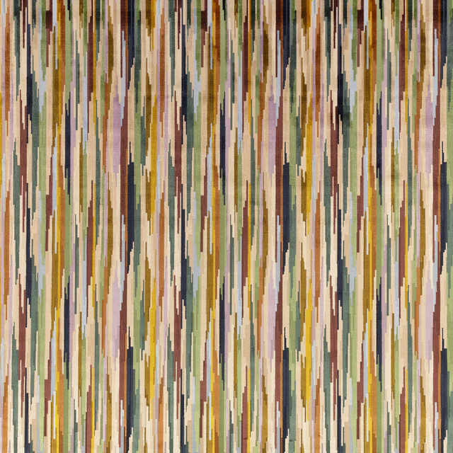 Benito Fig textile with olive, rust, mauve and charcoal broken vertical stripes