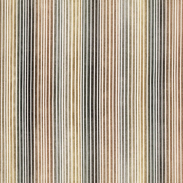 Cream, taupe, brown and charcoal woven vertical stripes in close-up