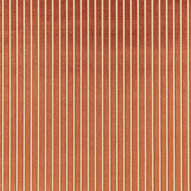 Warm burnt sienna and cream narrow vertical stripes with a finely textured woven surface