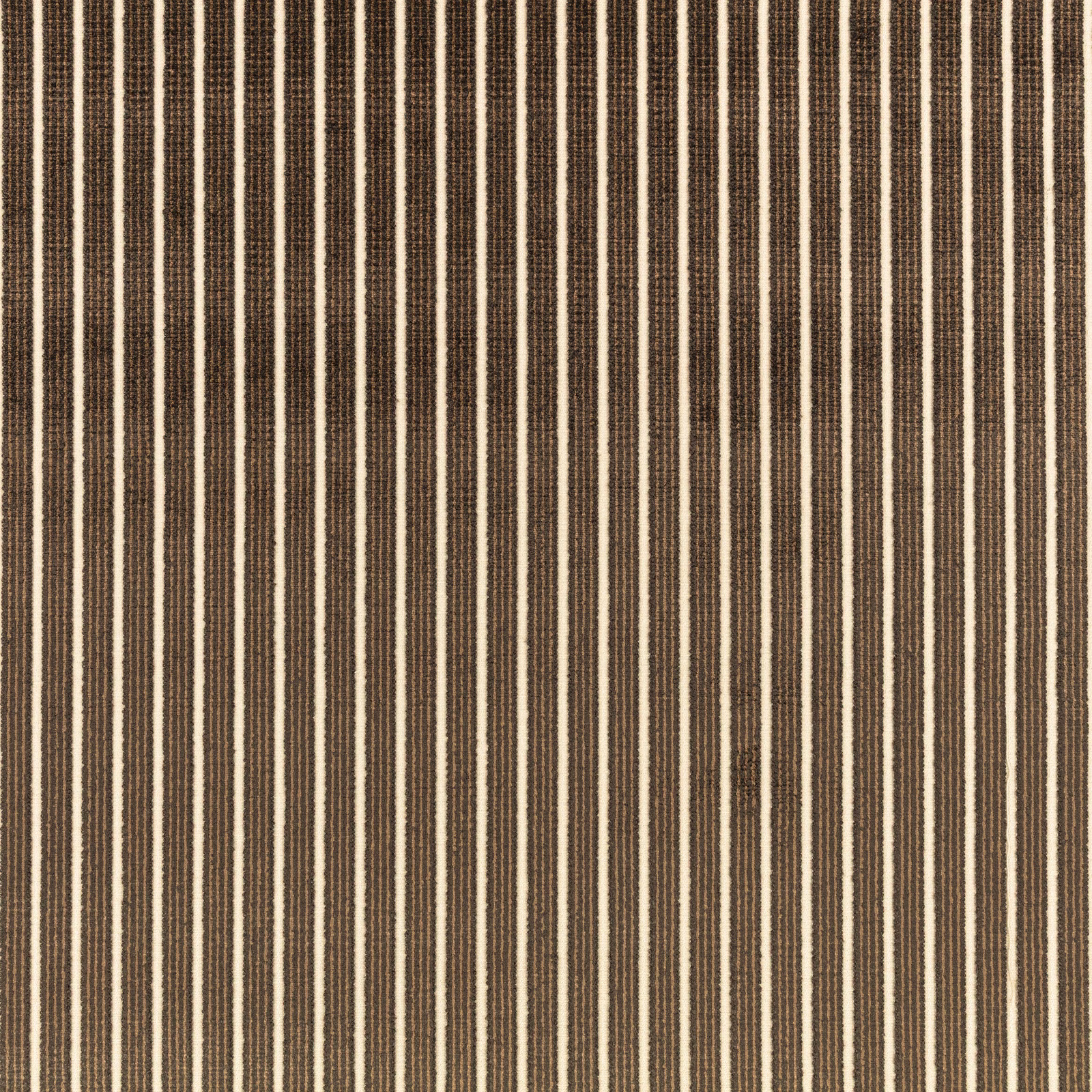 Espresso brown and cream narrow vertical stripes with a fine woven texture