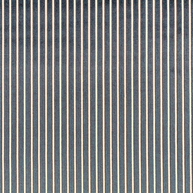 Close-up of navy and ivory vertical stripes with a subtly ribbed woven texture