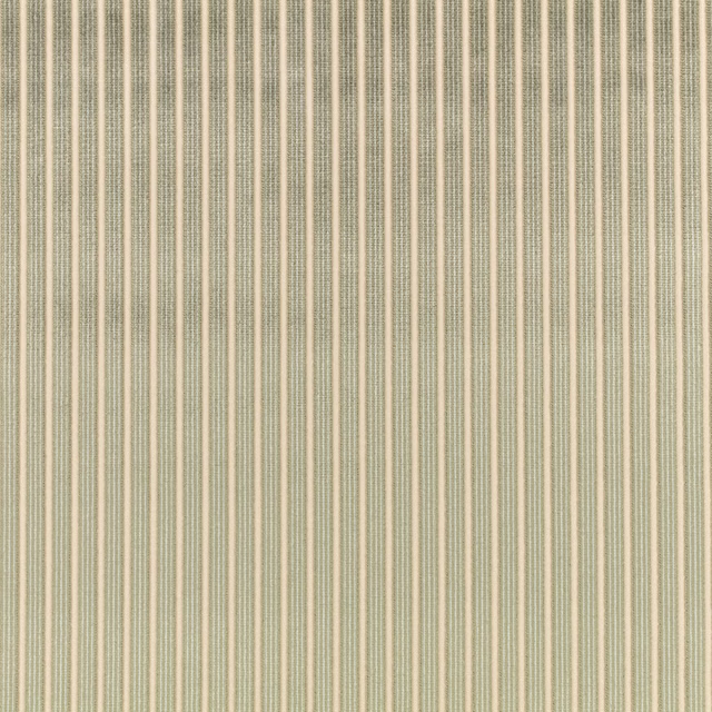 Pale seafoam and beige woven fabric with fine irregular vertical stripes