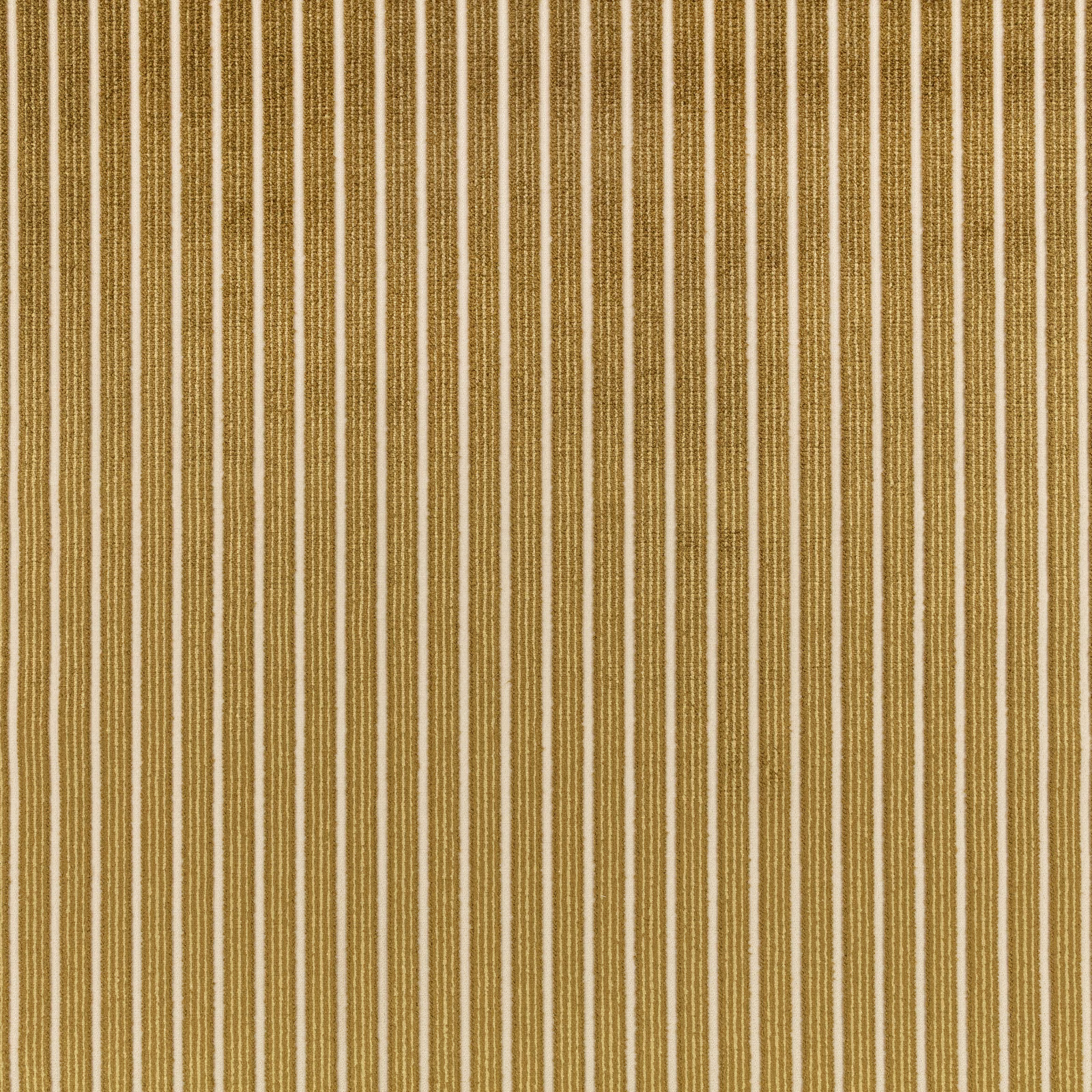 Muted olive, ochre and cream vertical stripes with a fine woven texture