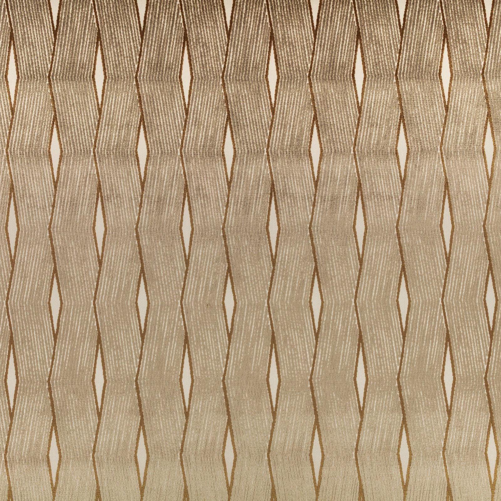 Warm clay-taupe woven textile with vertical brown diamond lines and fine ribbed texture
