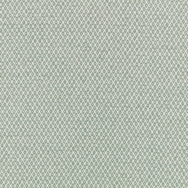 Muted blue-green woven fabric with a small repeating pale diamond trellis motif