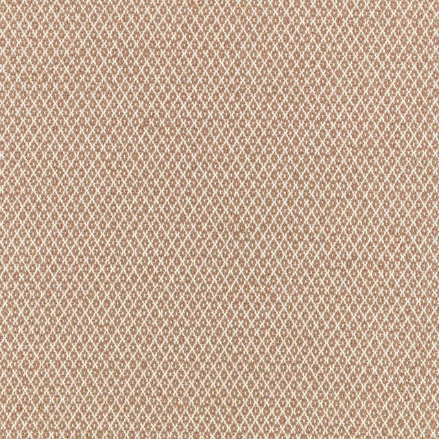 Warm taupe woven fabric with a fine cream diamond trellis texture