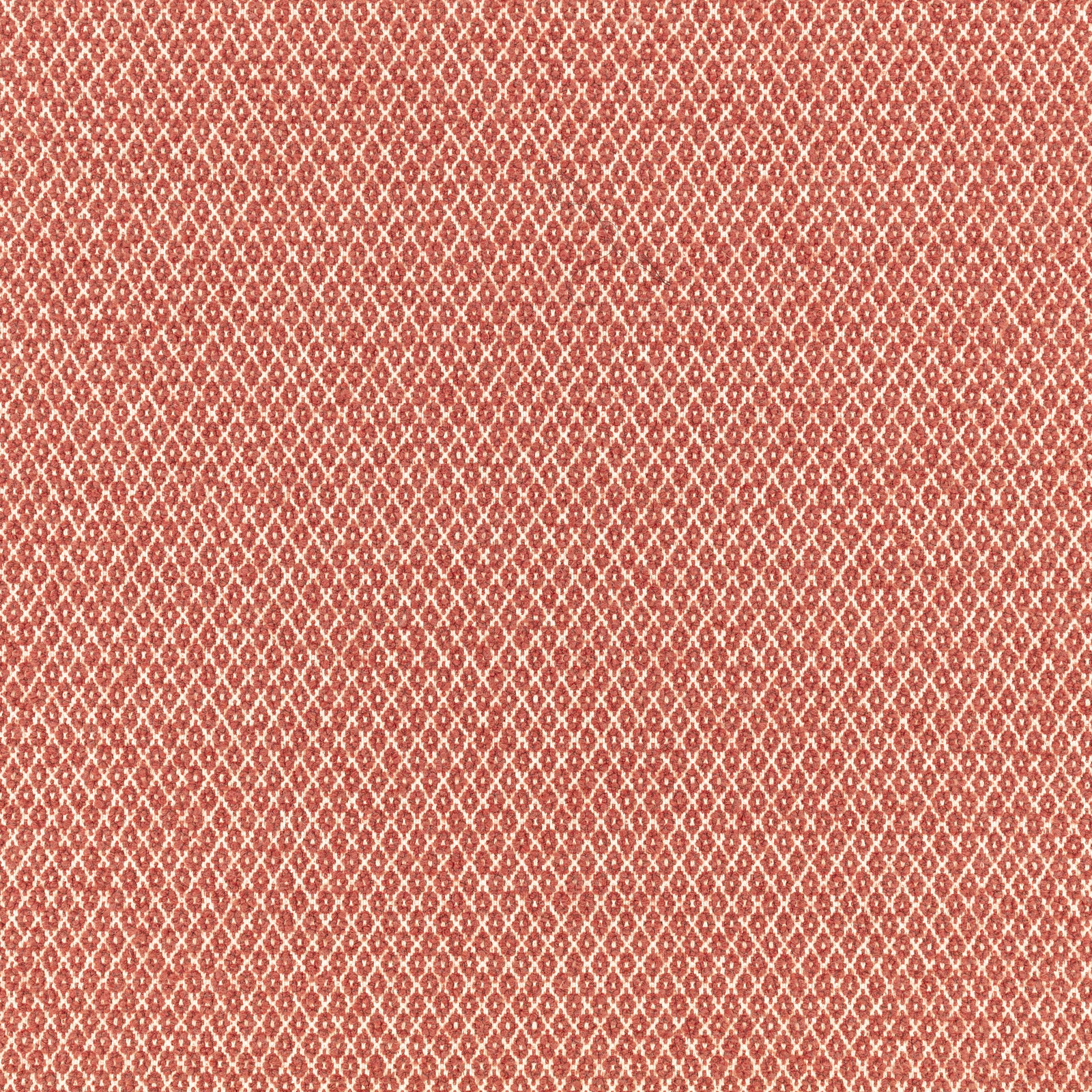 Warm pomelo terracotta woven ground with a fine cream diamond lattice