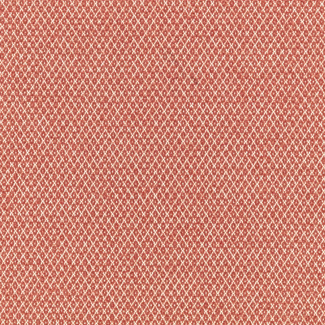 Warm pomelo terracotta woven ground with a fine cream diamond lattice