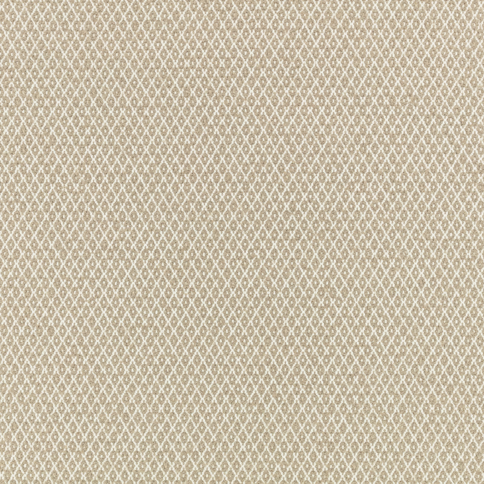 Warm taupe woven textile with a fine ivory diamond lattice